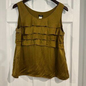 J. Crew Yellow Gold Ruffle Tank 100% Silk
